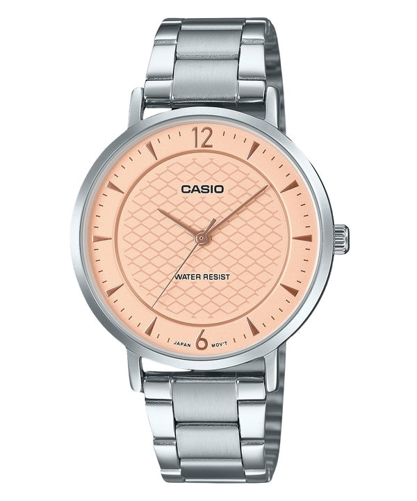 Reloj Casio Standard analógico de acero inoxidable con esfera color salmón y cuarzo LTP-VT04D-4A para mujer