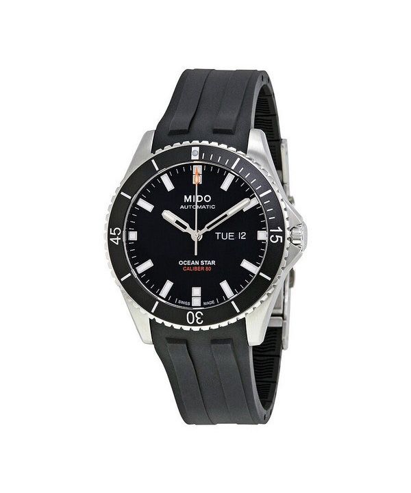 Reloj para hombre Mido Ocean Star con correa de caucho y esfera negra automático Diver&#39,s M026.430.17.051.00 200M