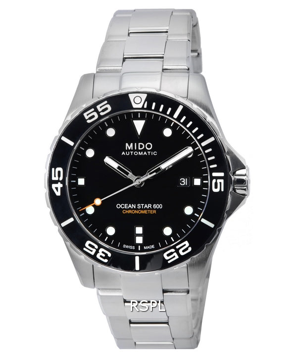 Mido Ocean Star 600 Cronómetro Esfera negra Automático Diver&#39,s M026.608.11.051.00 M0266081105100 600M Reloj para hombre