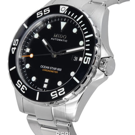 Mido Ocean Star 600 Cronómetro Esfera negra Automático Diver&#39,s M026.608.11.051.00 M0266081105100 600M Reloj para hombre