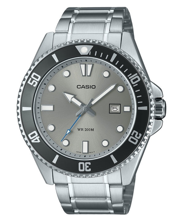 Reloj Casio Standard analógico de acero inoxidable con esfera gris y cuarzo MDV-107D-8AV 200M para hombre