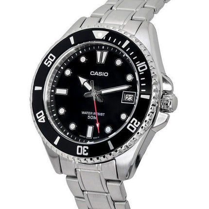 Reloj Casio MDV-10D-1A1 analógico estándar de acero inoxidable con esfera negra y cuarzo para hombre