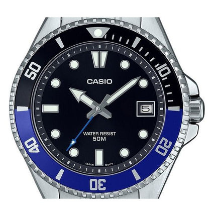 Reloj Casio MDV-10D-1A2 analÃ³gico estÃ¡ndar de acero inoxidable con esfera negra y cuarzo para hombre