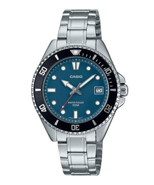 Reloj Casio Standard analógico de acero inoxidable con esfera azul y cuarzo MDV-10D-2A1V para hombre