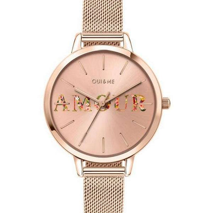 Oui &amp, Me Fleurette Rose Gold Tone Reloj de cuarzo de acero inoxidable ME010043 para mujer