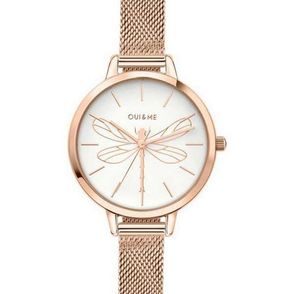 Oui &amp, Me Petite Amourette, esfera blanca, tono dorado rosa, acero inoxidable, cuarzo, ME010046, reloj para mujer