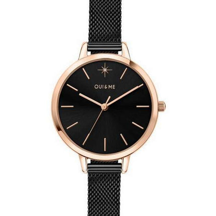 Oui &amp, Me Petite Amourette Reloj de cuarzo de acero inoxidable con esfera negra ME010055 para mujer