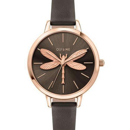 Oui &amp, Me Amourette Grey Sunray Dial Leather Strap Quartz ME010074 Reloj para mujer