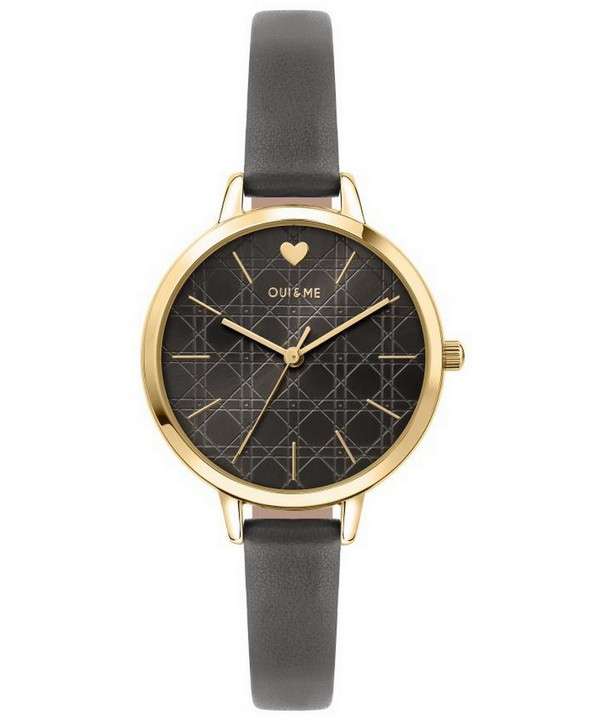 Oui &amp, Me Petite Amourette Reloj de cuarzo con esfera gris oscuro y correa de cuero ME010150 para mujer