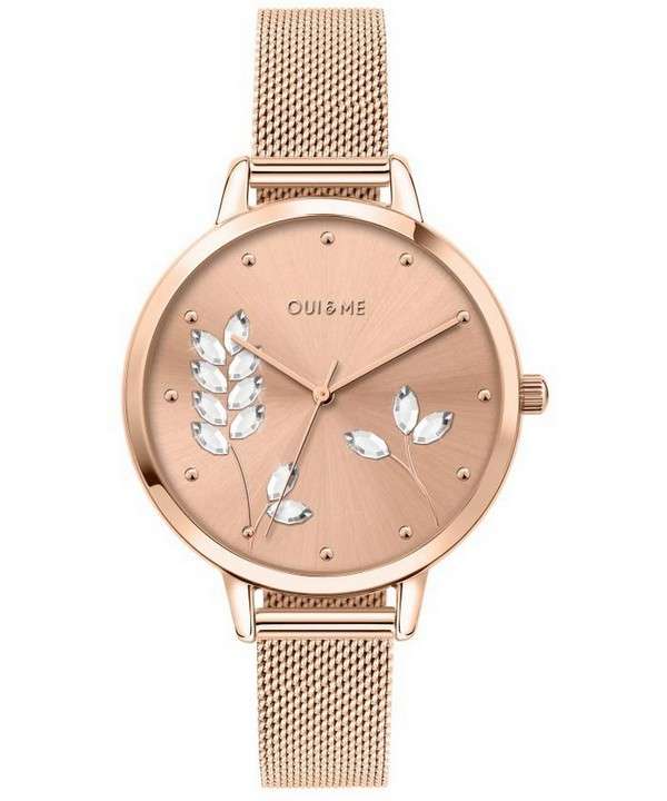 Oui &amp, Me Grande Fleurette Reloj de cuarzo de acero inoxidable en tono dorado rosa ME010155 para mujer