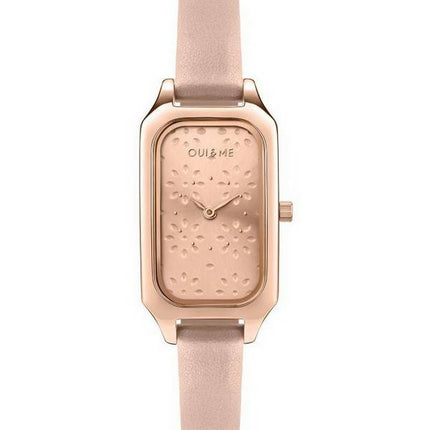 Reloj para mujer Oui &  Me Finette en oro rosa con esfera de rayos de sol y correa de cuero de cuarzo ME010162