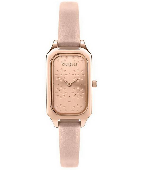 Reloj para mujer Oui &  Me Finette en oro rosa con esfera de rayos de sol y correa de cuero de cuarzo ME010162