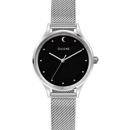 Oui &  Me Bichette Reloj para mujer con esfera negra de acero inoxidable y cuarzo ME010172