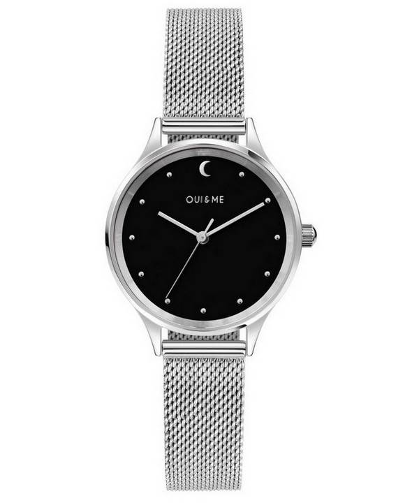 Oui &  Me Bichette Reloj para mujer con esfera negra de acero inoxidable y cuarzo ME010172