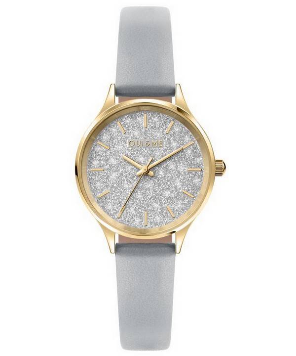 Reloj para mujer Oui &  Me Bichette con esfera blanca y correa de cuero de cuarzo ME010271