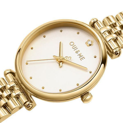 Reloj para mujer Oui &amp, Me Etoile de acero inoxidable en tono dorado con esfera blanca y cuarzo ME010295