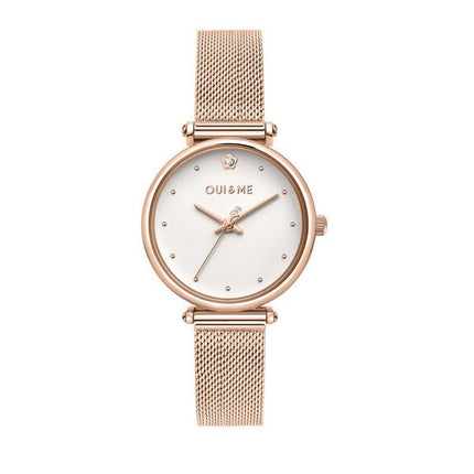 Reloj para mujer Oui &amp, Me Etoile de oro rosa, acero inoxidable, esfera blanca y cuarzo ME010297