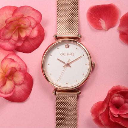 Reloj para mujer Oui &amp, Me Etoile de oro rosa, acero inoxidable, esfera blanca y cuarzo ME010297