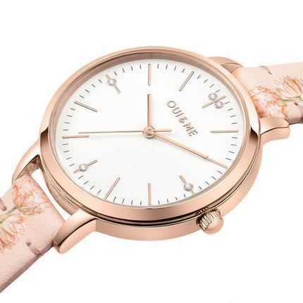 Oui &amp, Me Reloj para mujer Fleurette de acero inoxidable con esfera blanca y cuarzo ME010304 con pulsera adicional