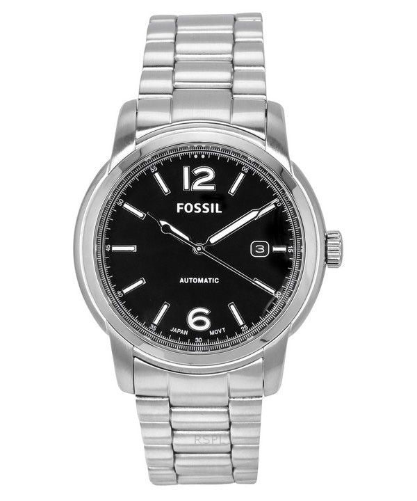 Fossil Heritage Reloj unisex automático ME3223 de acero inoxidable con esfera negra