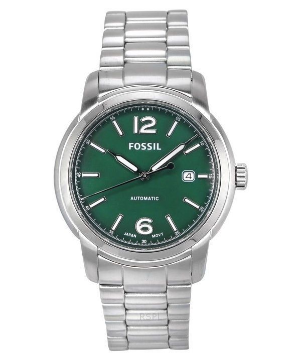 Reloj unisex Fossil Heritage de acero inoxidable con esfera verde y automático ME3224