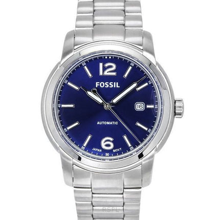 Reloj para hombre Fossil Heritage de acero inoxidable con esfera azul automático ME3244