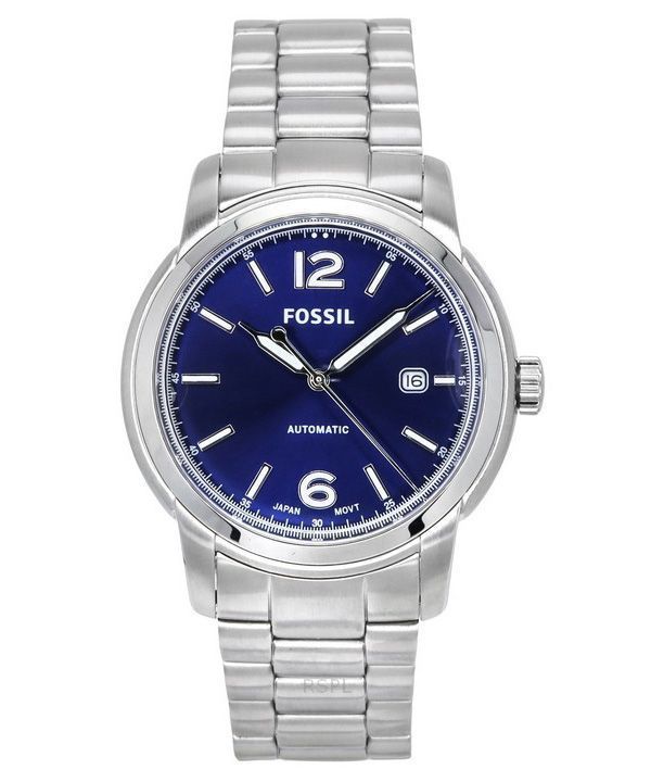 Reloj para hombre Fossil Heritage de acero inoxidable con esfera azul automático ME3244