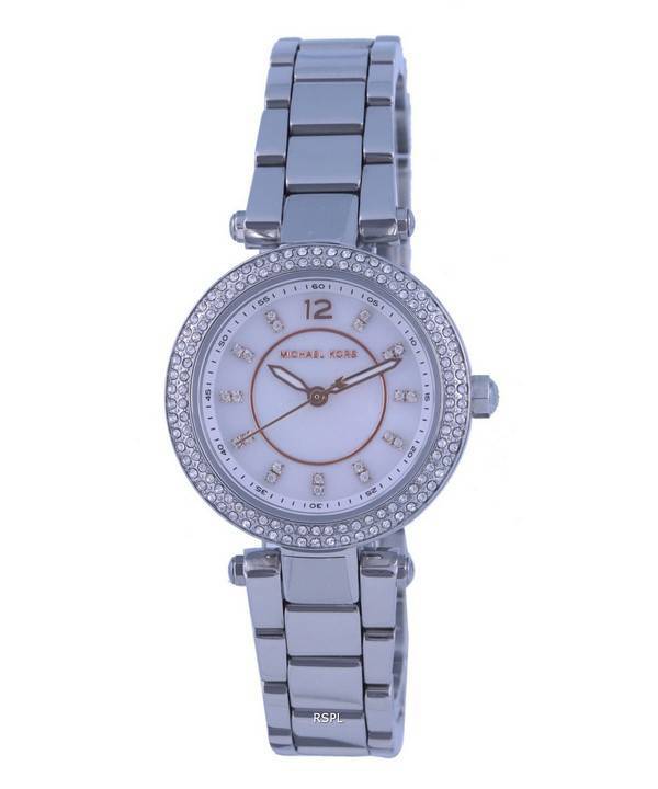 Michael Kors Mini Parker Acentos de cristal Esfera plateada Cuarzo MK6932 Reloj para mujer