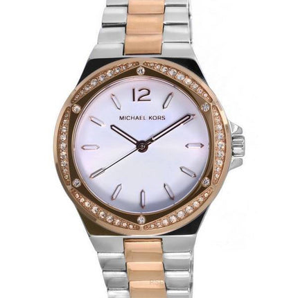 Michael Kors Lennox Acentos de cristal Esfera plateada Cuarzo MK6989 Reloj para mujer