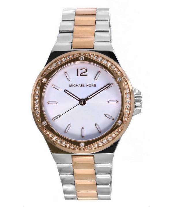 Michael Kors Lennox Acentos de cristal Esfera plateada Cuarzo MK6989 Reloj para mujer