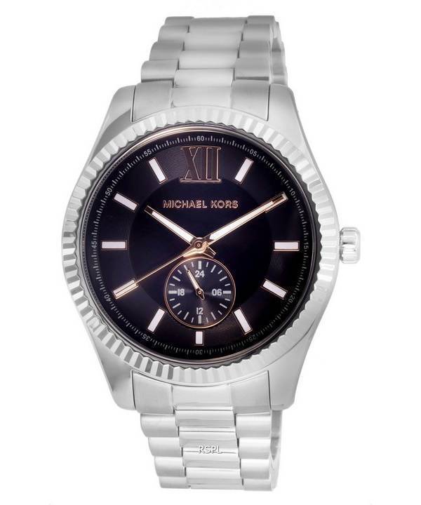 Reloj Michael Kors Lexington de acero inoxidable multifunción con esfera negra de cuarzo MK8946 100M para hombre