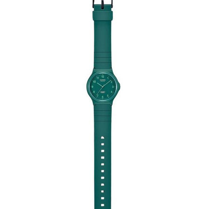 Reloj analógico Casio POP unisex con correa de resina de base biológica y esfera verde de cuarzo MQ-24B-3B