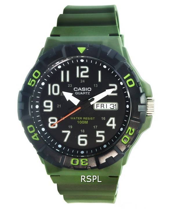 Casio Analog Army Green Resin Band Cuarzo MRW-210H-3A MRW210H-3 100M Reloj para hombre