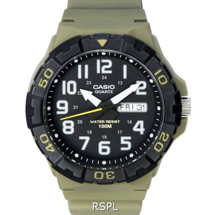 Reloj para hombre Casio con correa de resina analógica, esfera negra, cuarzo MRW-210H-5A MRW210H-5 100M