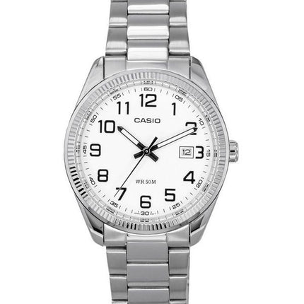 Relojes Casio estándar analógico de acero inoxidable con esfera blanca y cuarzo MTP-1302D-7B para hombre