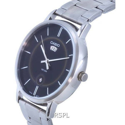 Reloj Casio analógico de acero inoxidable con esfera negra de cuarzo MTP-B120D-1A MTPB120D-1 para hombre