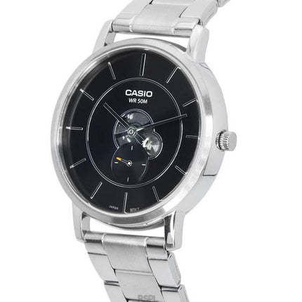 Reloj Casio analógico estándar de acero inoxidable con esfera negra de cuarzo MTP-B130D-1A MTPB130D-1 para hombre