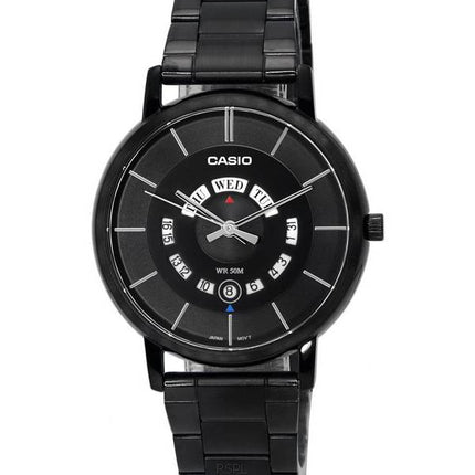 Reloj Casio analógico estándar de acero inoxidable con esfera negra de cuarzo MTP-B135B-1A MTPB135B-1 para hombre