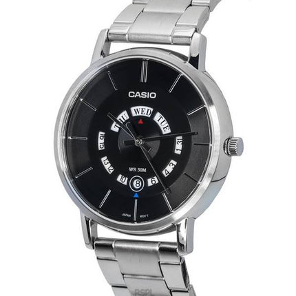 Reloj Casio analógico estándar de acero inoxidable con esfera negra de cuarzo MTP-B135D-1A MTPB135D-1 para hombre