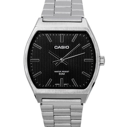 Reloj Casio estándar analógico de acero inoxidable con esfera negra y cuarzo MTP-B140D-1A para hombre