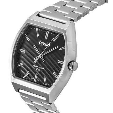 Reloj Casio estándar analógico de acero inoxidable con esfera negra y cuarzo MTP-B140D-1A para hombre