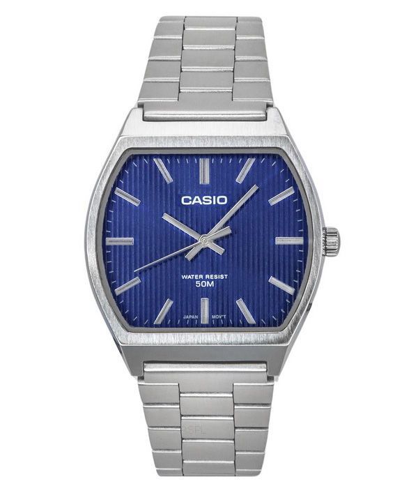 Reloj Casio estándar analógico de acero inoxidable con esfera azul y cuarzo MTP-B140D-2A para hombre