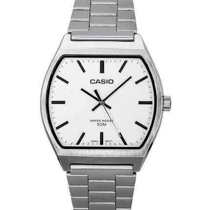 Reloj Casio estándar analógico de acero inoxidable con esfera blanca y cuarzo MTP-B140D-7A para hombre