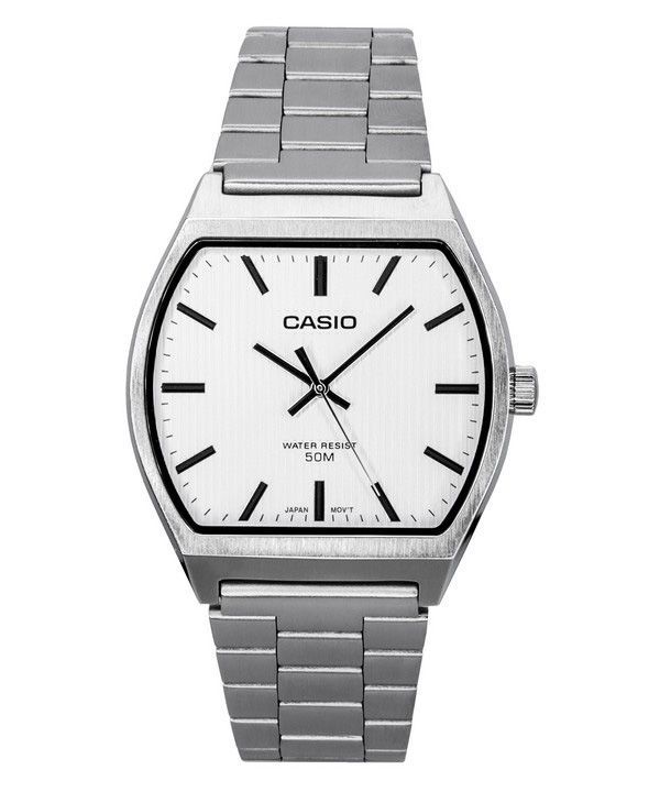 Reloj Casio estándar analógico de acero inoxidable con esfera blanca y cuarzo MTP-B140D-7A para hombre