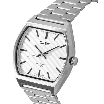 Reloj Casio estándar analógico de acero inoxidable con esfera blanca y cuarzo MTP-B140D-7A para hombre