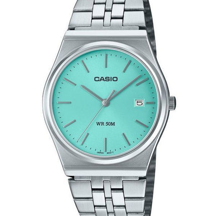 Reloj Casio Standard de acero inoxidable con esfera turquesa y cuarzo MTP-B145D-2A1 para hombre