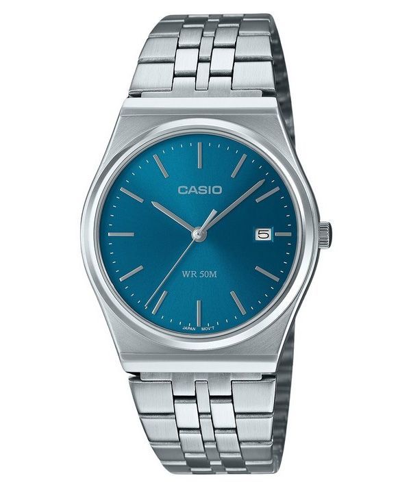 Reloj Casio estándar analógico de acero inoxidable con esfera azul y cuarzo MTP-B145D-2A2 para hombre