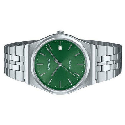 Reloj unisex Casio estándar analógico de acero inoxidable con esfera verde y cuarzo MTP-B145D-3AV