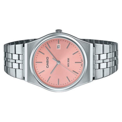 Reloj unisex Casio Standard analógico de acero inoxidable con esfera rosa y cuarzo MTP-B145D-4AV