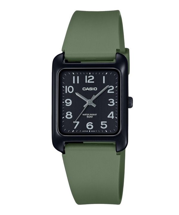 Reloj Casio Standard analógico de cuarzo con correa de resina verde y esfera negra MTP-B175-3BV para hombre